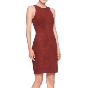 BANANA REPUBLIC Muir Wood Red Lined Vegan Suede Sheath Dress Size 8